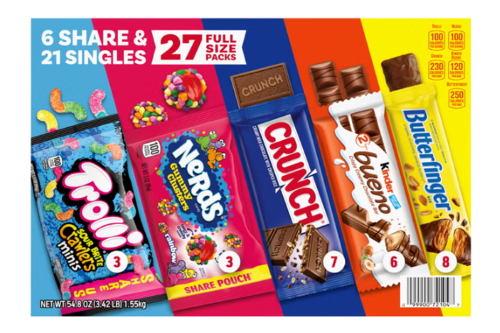 (image for) Ferrero Share & Singles Vty Pk 27ct (Trolli/Nerds/Crunch/Kinder/Crunch/Btrfngr)